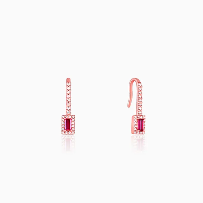 Rose Gold Fuchsia Earrings