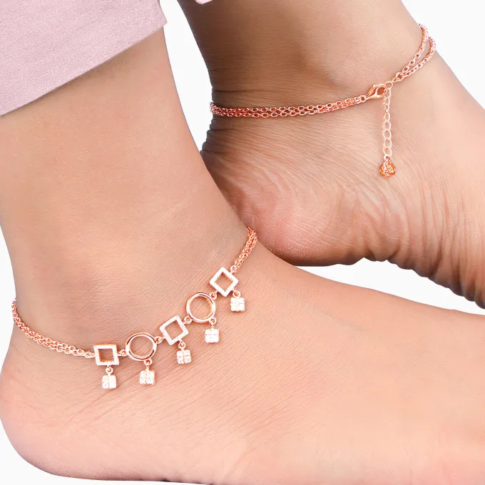 Rose Gold Geometric Anklet