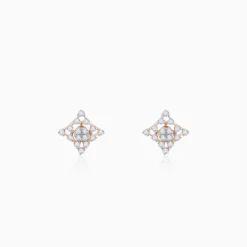 Rose Gold Geometric Square Diamond Earrings
