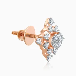 Rose Gold Geometric Square Diamond Earrings