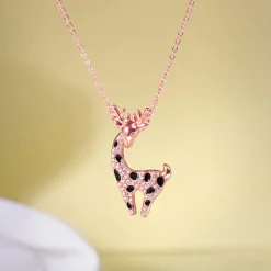 Rose Gold Giraffe Pendant With Link Chain