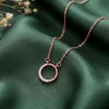 Rose Gold Gleaming Circle Necklace