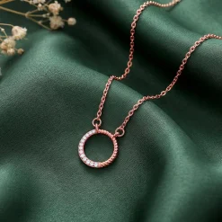 Rose Gold Gleaming Circle Necklace