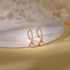 Rose Gold Glittering Drop Lab Grown Diamond Earrings