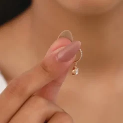 Rose Gold Glittering Drop Lab Grown Diamond Earrings