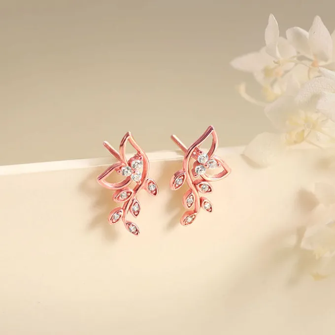 Rose Gold Glittering Earrings
