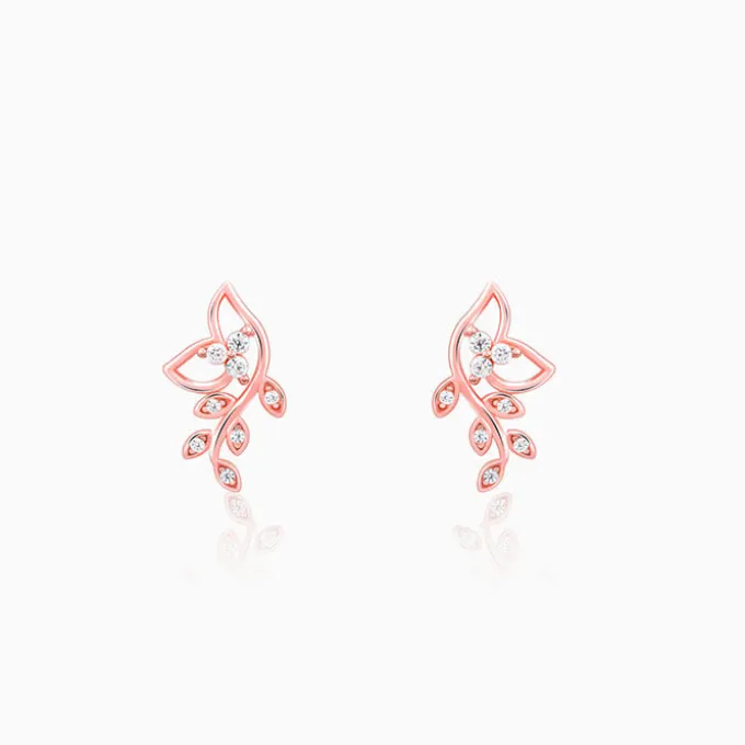 Rose Gold Glittering Earrings