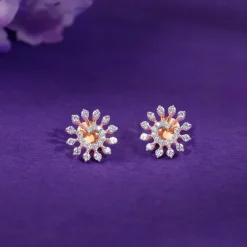 Rose Gold Glowing Sun Lab Grown Diamond Earrings