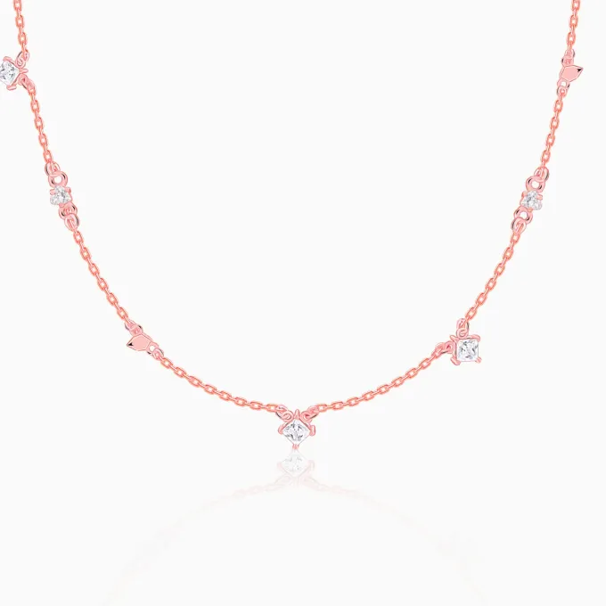Rose Gold Gometric Charm Necklace