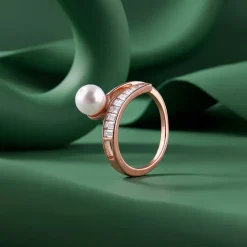 Rose Gold Grace Pearl Bypass Ring