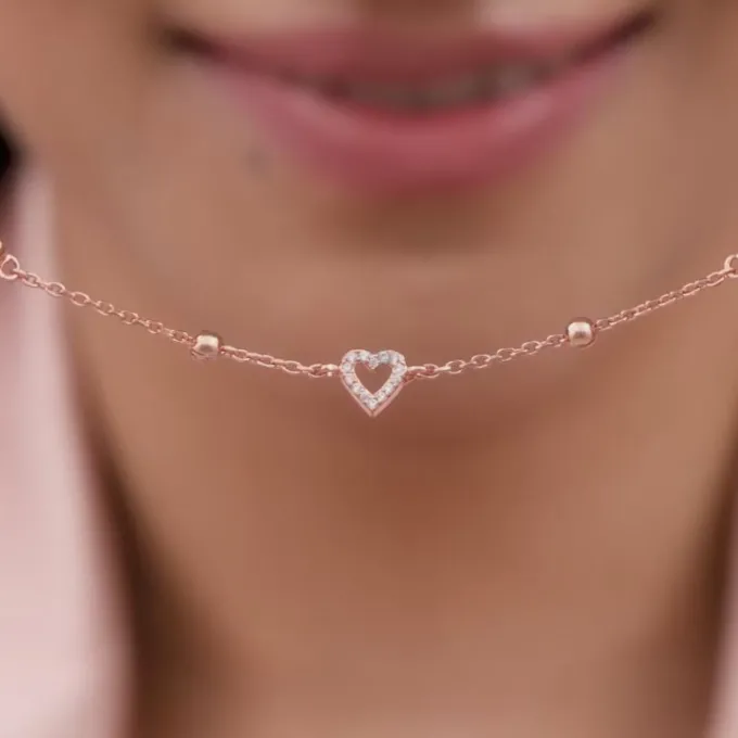 Rose Gold Halo Heart Bracelet