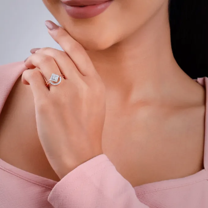 Rose Gold Halo Prism Lab Grown Diamond Ring