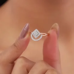 Rose Gold Halo Prism Lab Grown Diamond Ring