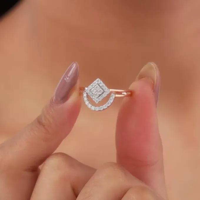 Rose Gold Halo Prism Lab Grown Diamond Ring