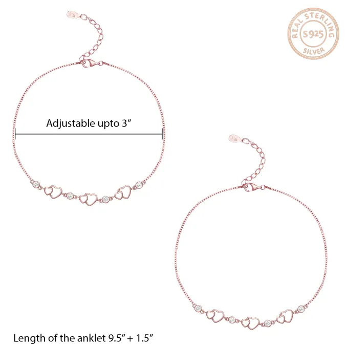 Rose Gold Heart Anklet