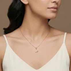 Rose Gold Heart Glow Pendant with Link Chain