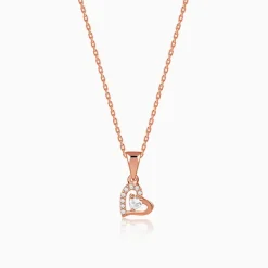 Rose Gold Heart Glow Pendant with Link Chain