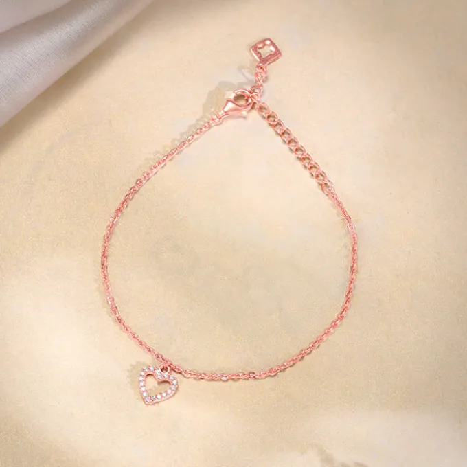 Rose Gold Heart Hooked Bracelet