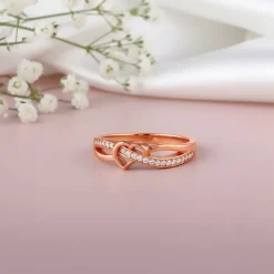 Rose Gold Heart Interlock Ring