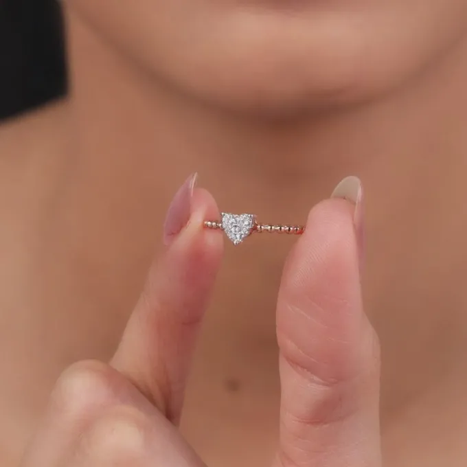Rose Gold Heart Solitaire Lab Grown Diamond Ring