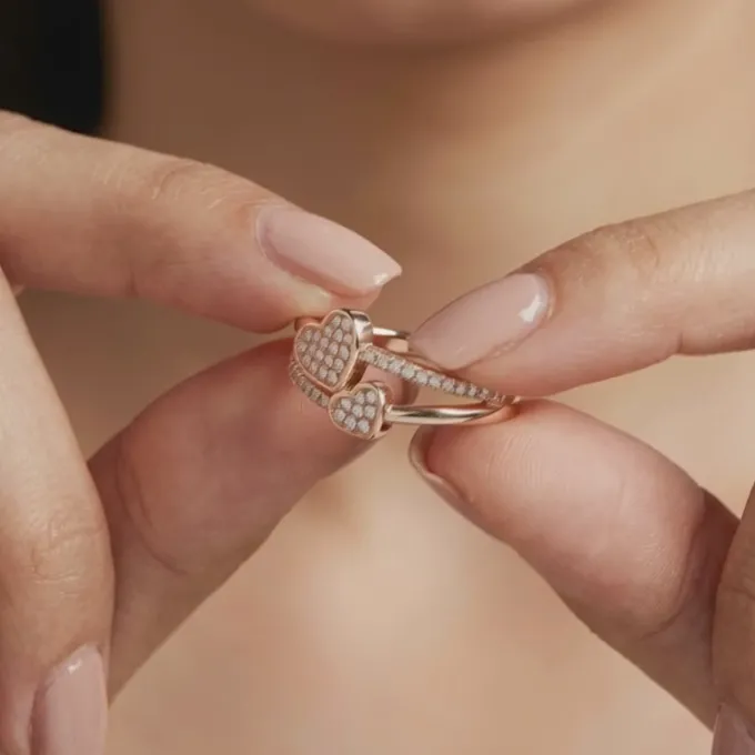 Rose Gold Heart Whisper Ring (Size 12)