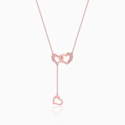Rose Gold Hearts Dripping with Love Necklace
