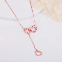 Rose Gold Hearts Dripping with Love Necklace