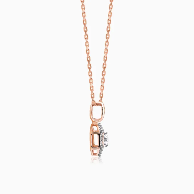 Rose Gold Hexagon Diamond Pendant