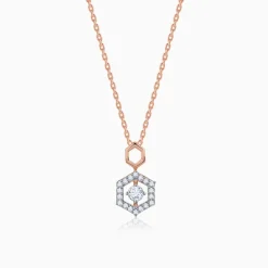 Rose Gold Hexagon Diamond Pendant