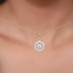 Rose Gold Hexagon Diamond Pendant