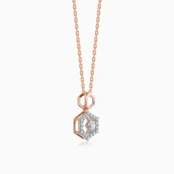 Rose Gold Hexagon Diamond Pendant