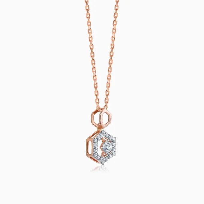 Rose Gold Hexagon Diamond Pendant