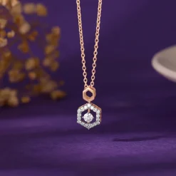 Rose Gold Hexagon Diamond Pendant