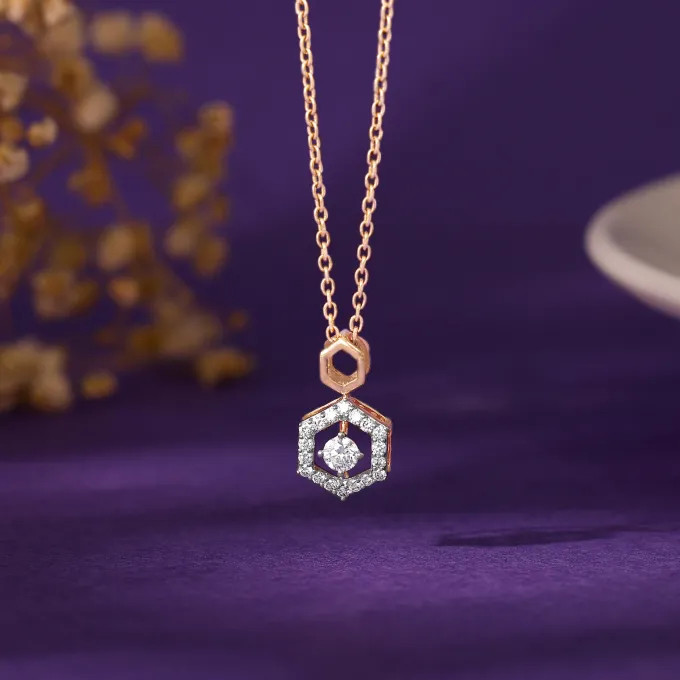 Rose Gold Hexagon Diamond Pendant