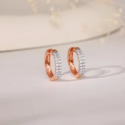 Rose Gold Huggies Lab Grown Diamond Earrings