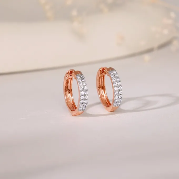 Rose Gold Huggies Lab Grown Diamond Earrings