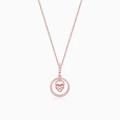 Rose Gold In The Circle of Your Love Pendant with Chain