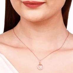 Rose Gold In The Circle of Your Love Pendant with Chain