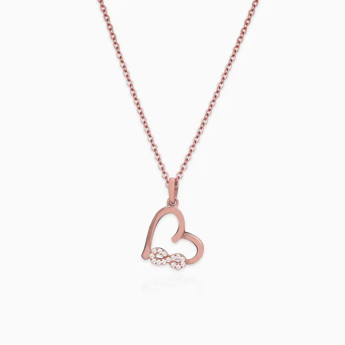 Rose Gold Infinity Heart Pendant with Link Chain