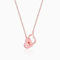 Rose Gold Interlocked Hearts Necklace