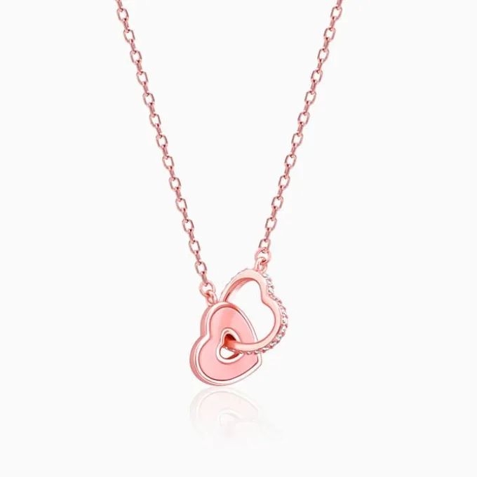 Rose Gold Interlocked Hearts Necklace