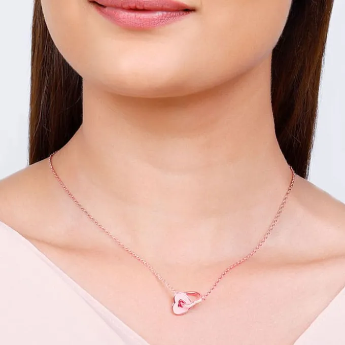 Rose Gold Interlocked Hearts Necklace