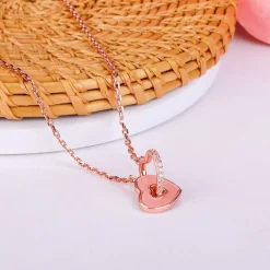 Rose Gold Interlocked Hearts Necklace