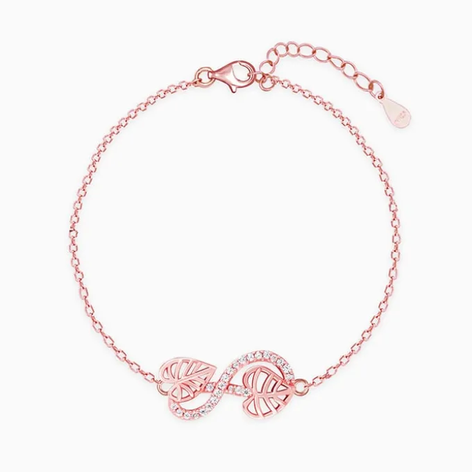 Rose Gold Intertwined Leaves Bracelet