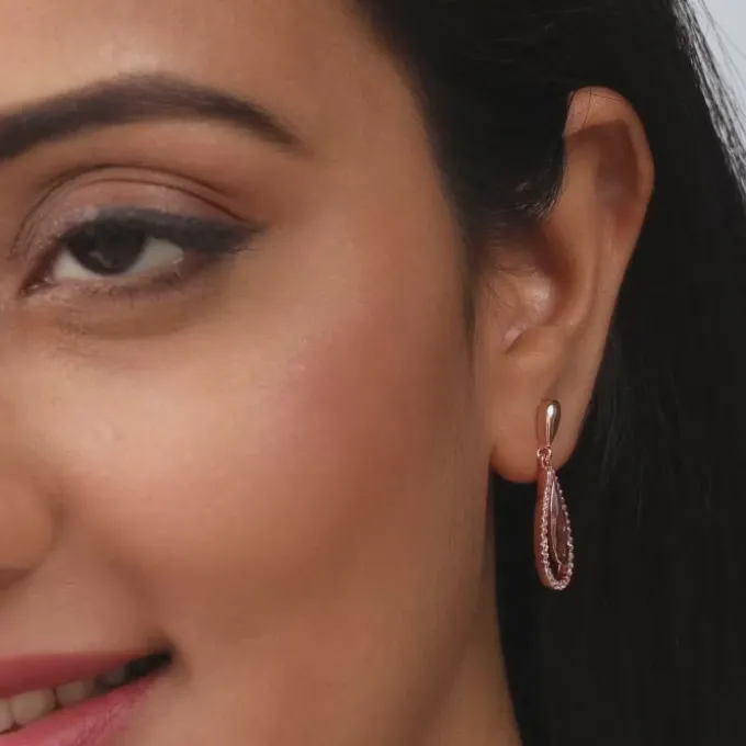 Rose Gold Intricate Teardrop Earrings