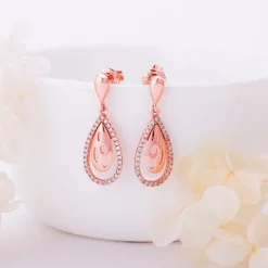 Rose Gold Intricate Teardrop Earrings