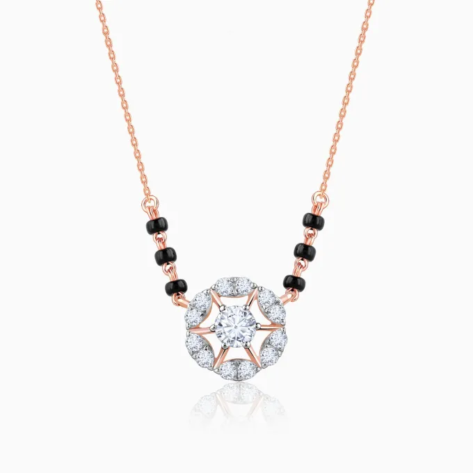 Rose Gold Jeeva Solitaire Lab Grown Diamond Mangalsutra