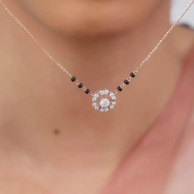Rose Gold Jeeva Solitaire Lab Grown Diamond Mangalsutra