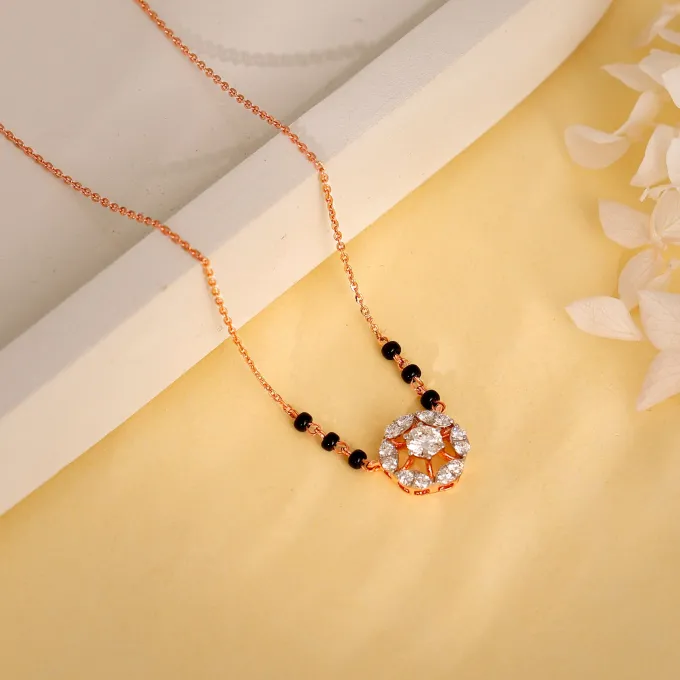 Rose Gold Jeeva Solitaire Lab Grown Diamond Mangalsutra