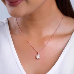 Rose Gold Joyful Square Pendant With Link Chain